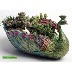 Succulents Planter Plants Pot Handmade 9.4 Inch Peacock Pot Resin Base Large Pot